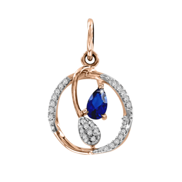 Pendant in red gold of 585 assay value with zirconia 