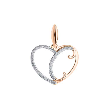Pendants in red gold of 585 assay value with zirconia 