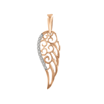 Pendant in red gold of 585 assay value with zirconia 