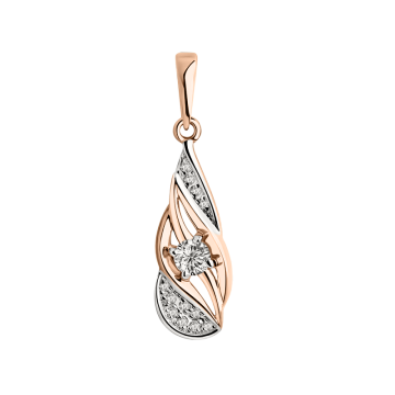 Pendants in red gold of 585 assay value with zirconia 