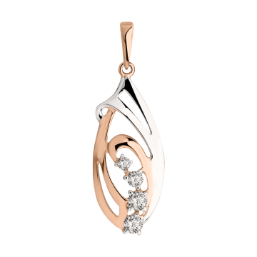 Pendant in red gold of 585 assay value with zirconia 