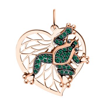 Pendant in red gold of 585 assay value with zirconia 