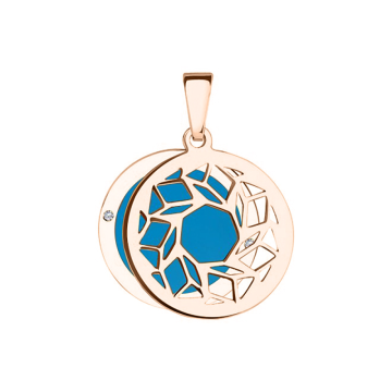 Pendant in red gold of 585 assay value with zirconia 