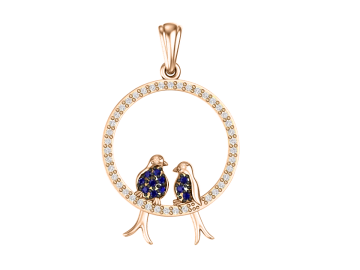Pendants in red gold of 585 assay value with zirconia 