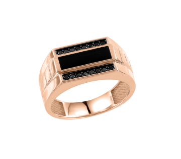 Mr. Ring in Red Gold 585 - Onyx, Zirconia 