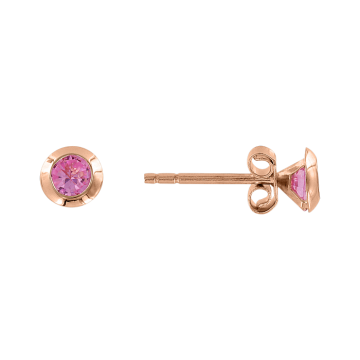 Earrings in red gold with cubic zirconia 