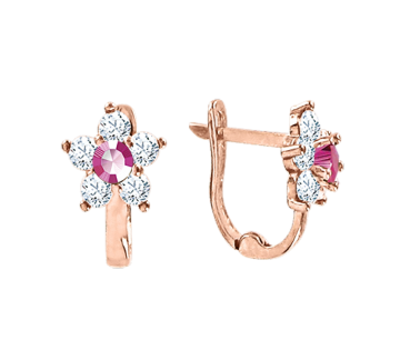 Серьги из красного золота 585 пробы с фианитами 