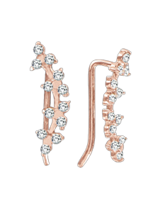 Earrings in red gold with cubic zirconia 