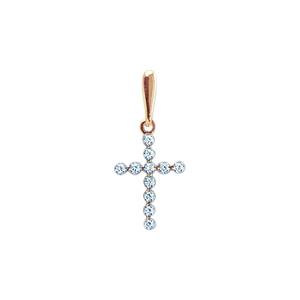 Pendant in red gold of 585 assay value with zirconia 
