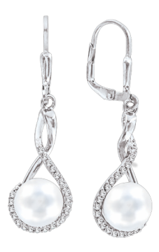 Silver earrings with pearl and zirconia 