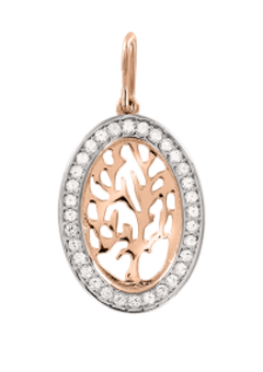 Pendant in red gold of 585 assay value with zirconia 