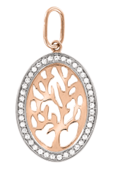 Pendant in red gold of 585 assay value with zirconia 