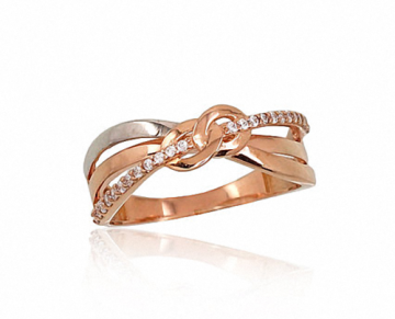 Lady´s ring in red gold of 585 assay value with zirconia 16,5 mm