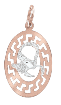 Pendant zodiac sign "Scorpio" in red and white gold 