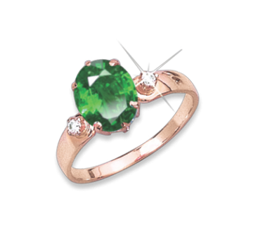 Damenring aus Rotgold 585° mit Smaragd HTS., Zirkonia 