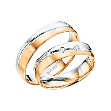 Weiß/ Gelbgold 585° Trauring mit Brillanten 