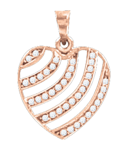 Pendant in red gold of 585 assay value with zirconia 