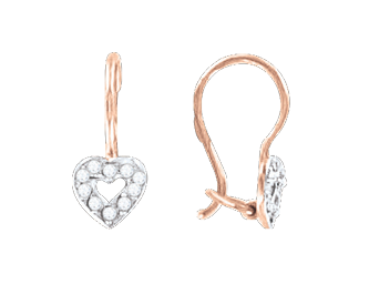 Earrings in red gold with cubic zirconia 