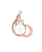 Pendant in red gold of 585 assay value with natural pearl and zirconia 