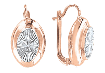 Earrings in red gold of 585 assay value 