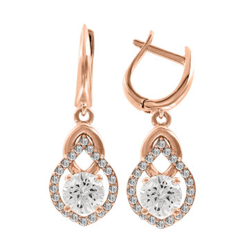 Earrings in red gold with cubic zirconia 