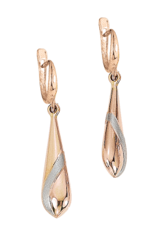 Earrings in red gold of 585 assay value 