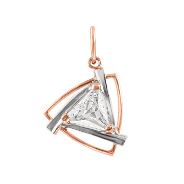 Pendant in red gold of 585 assay value with zirconia 