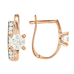 Earrings in red gold with cubic zirconia 