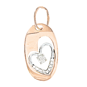 Pendant in red gold of 585 assay value with zirconia 