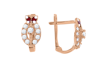 Kinder Ohrringe aus Rotgold 585° (14K) mit Zirkonia 