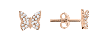 Earrings in Red Gold 585 (14K) - Zirconia 