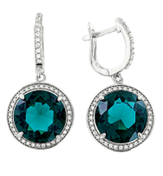 Серебряные серьги 925 пробы, вставка фианит 