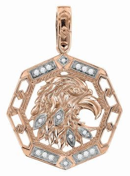 Pendant in red gold of 585 assay value with zirconia 