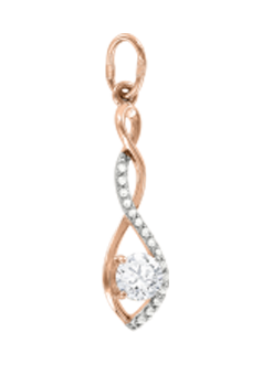 Pendant in red gold of 585 assay value with zirconia 