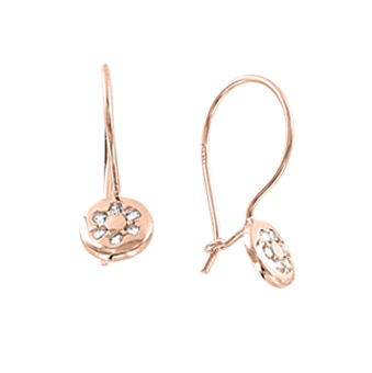 Infant earrings in red gold of 585 assay value (14ct) with zirconia 