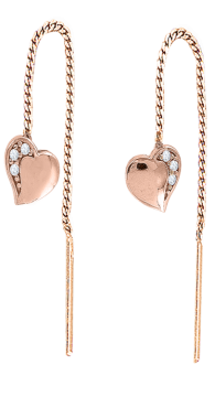 Earrings in red gold with cubic zirconia 