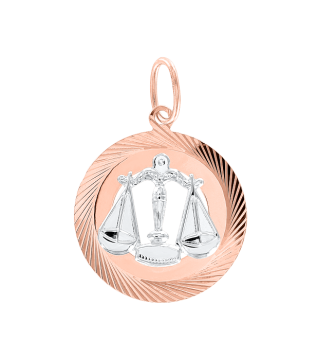 Pendant zodiac sign "Libra" in red and white gold 