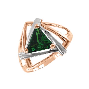 Damenring aus Rotgold 585° mit Smaragd syn. 