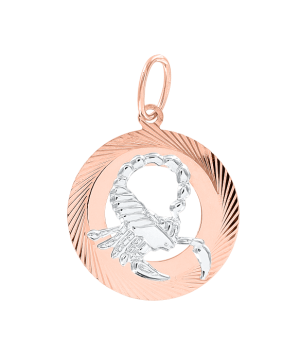 Pendant zodiac sign "Scorpio" in red and white gold 