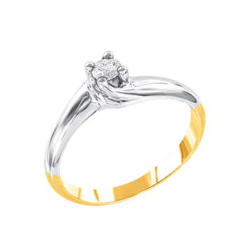 Gelb/ Weißgold 585° Damenring mit Brillanten 