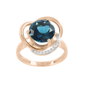 Rotgold 585° Damenring mit Zirkonia, London Topas 