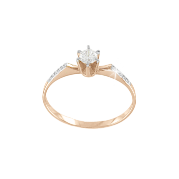 Damenring aus Rotgold 585° mit Zirkonia 