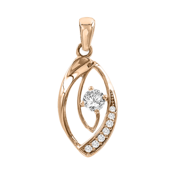 Pendant in red gold of 585 assay value with zirconia 