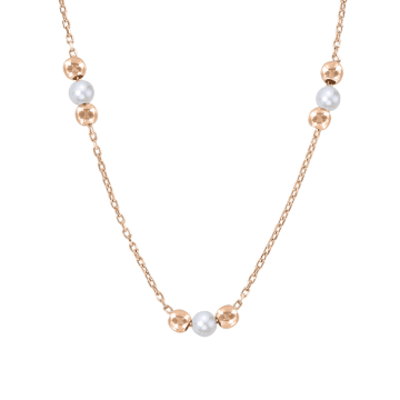 Collier aus Rotgold 585°mit Anhänger/ Zirkonia, echte Perlen 45 cm