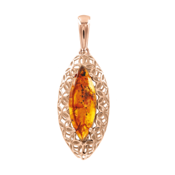 Pendant in red gold of 585 assay value with amber 