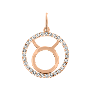 Pendant zodiac sign "Taurus" in red gold with zirconia 