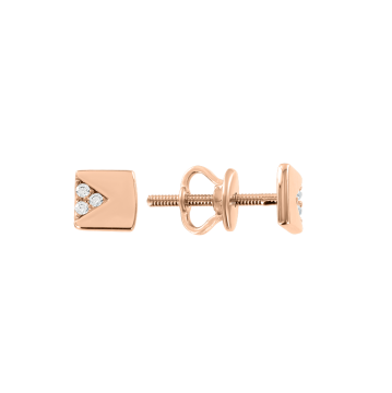 Infant earrings in red gold of 585 assay value with zirconia 