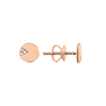 Infant earrings in red gold of 585 assay value with zirconia 