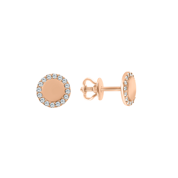 Earrings in red gold with cubic zirconia 