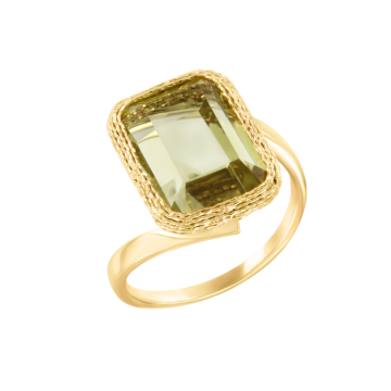 Gelb gold 585° Damenring grünem Amethyst 